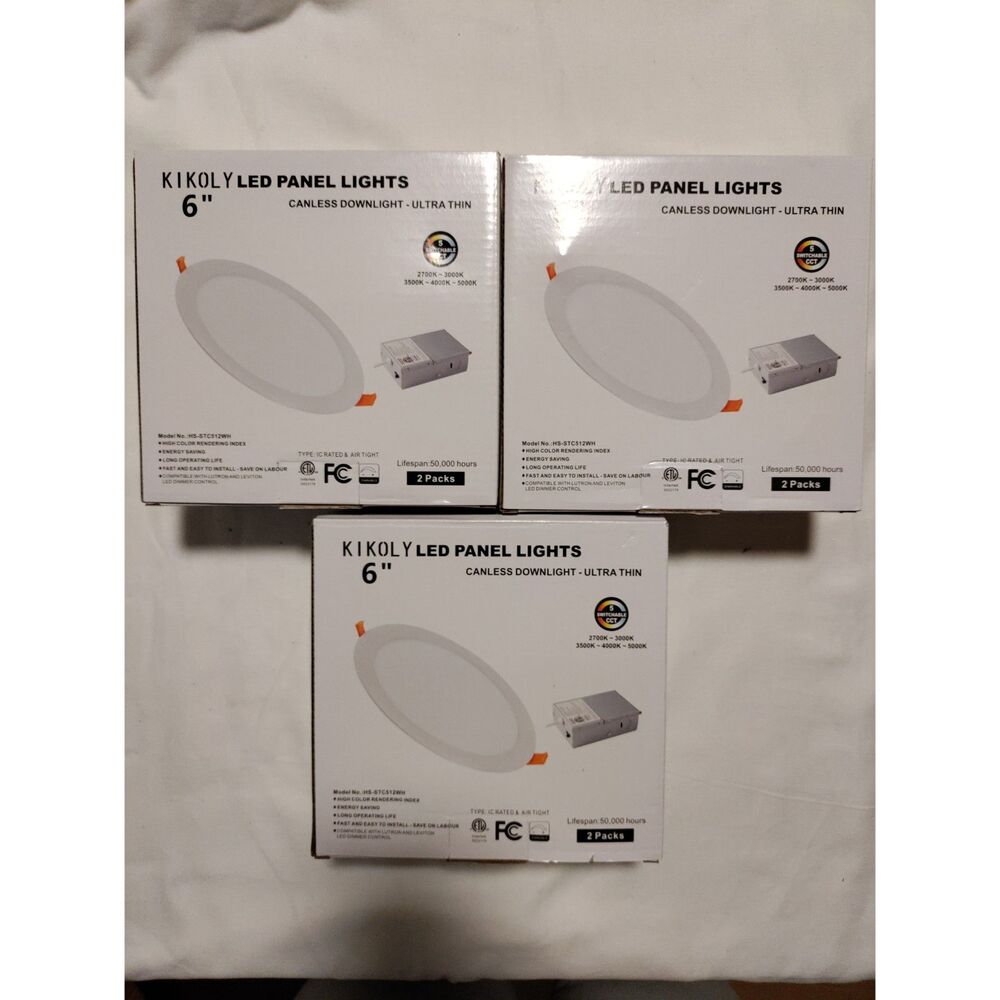 Amico 6 Pack 6 Inch 5CCT Ultra-Thin LED Recessed Ceiling Light with Junction Box